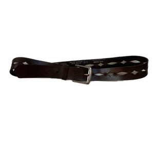 Hipwear Distressed Laser Cut Dark Brown Belt Italian Leather Made in Canada L